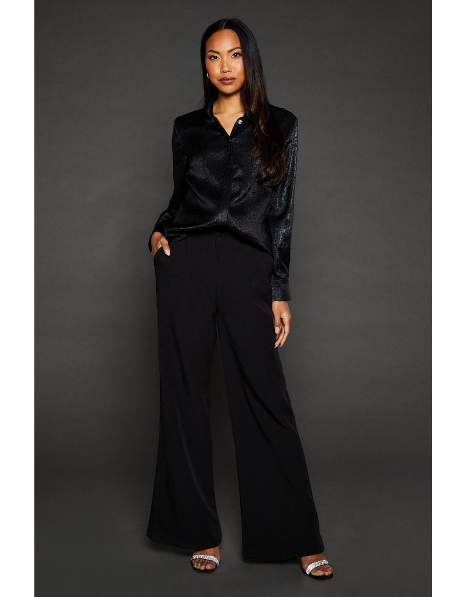 Metallic Collared Shirt - black
