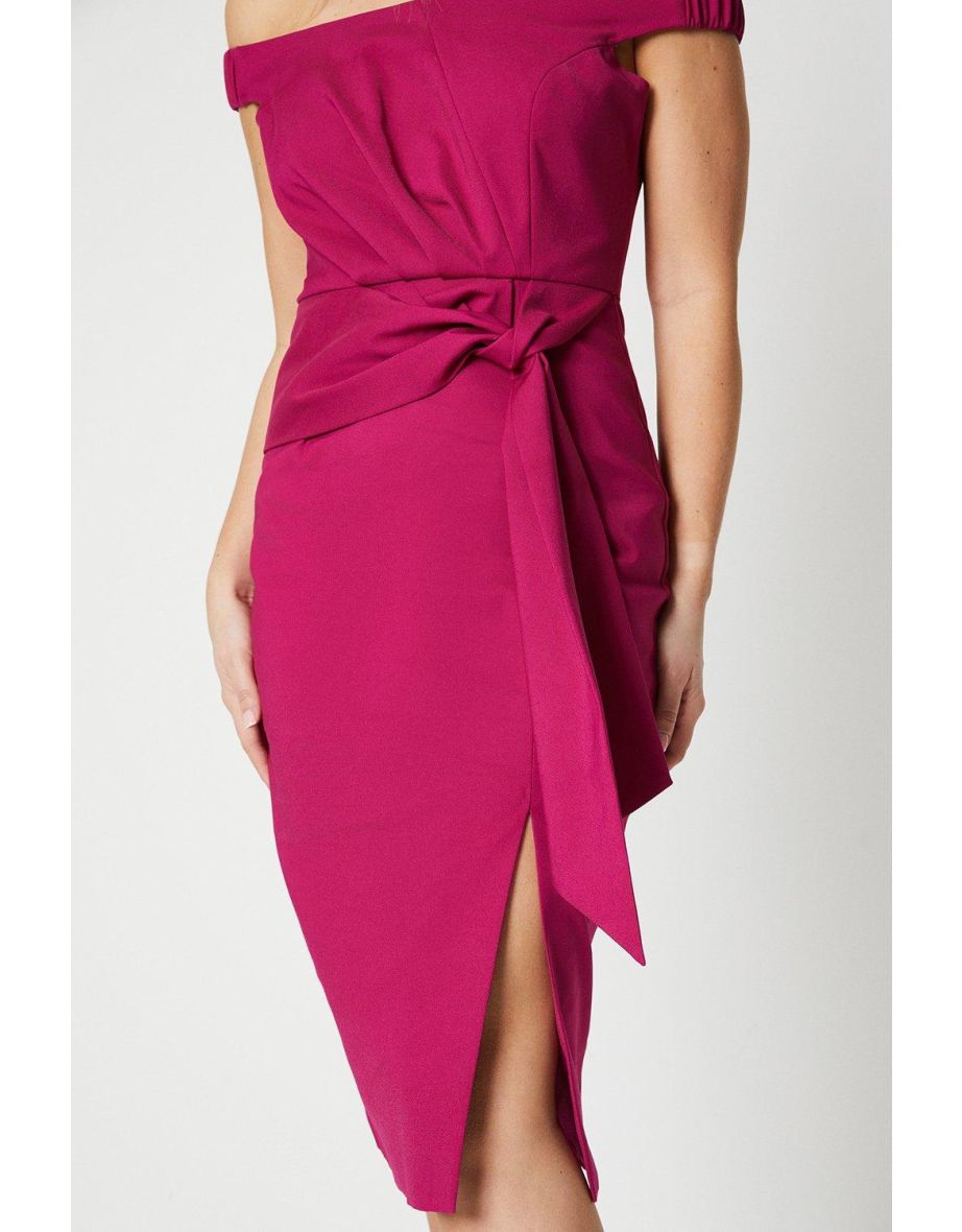 Bardot Twist Front Stretch Midi Dress - 3