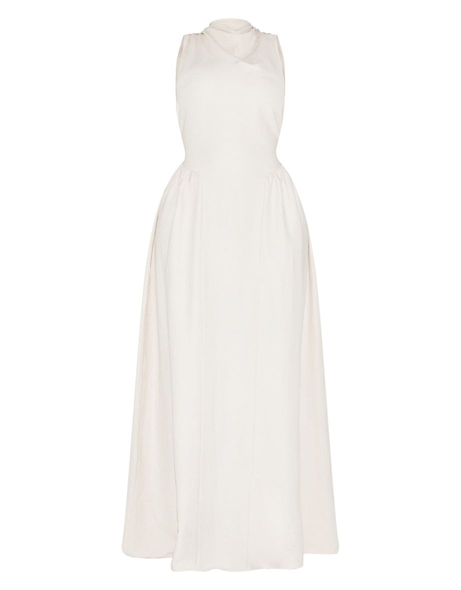 Shape Cream Peach Skin High Ruched Maxi Shift Dress - 4