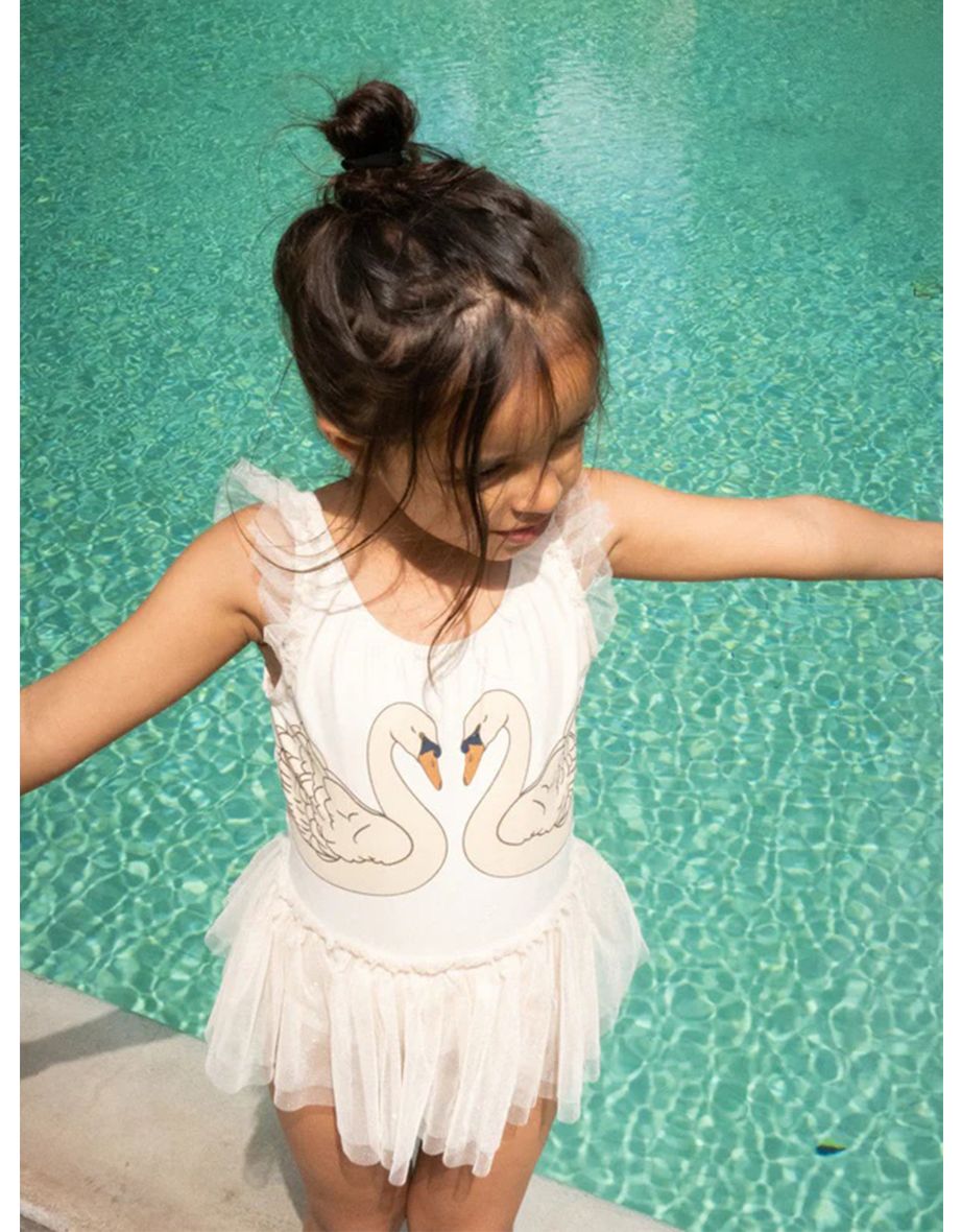 Girls Strut Swan Swimsuit in Pink