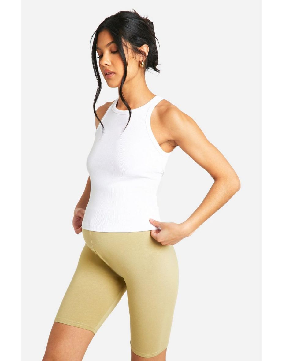 Maternity Soft Touch High Waisted Modal Cycling Shorts - light khaki
