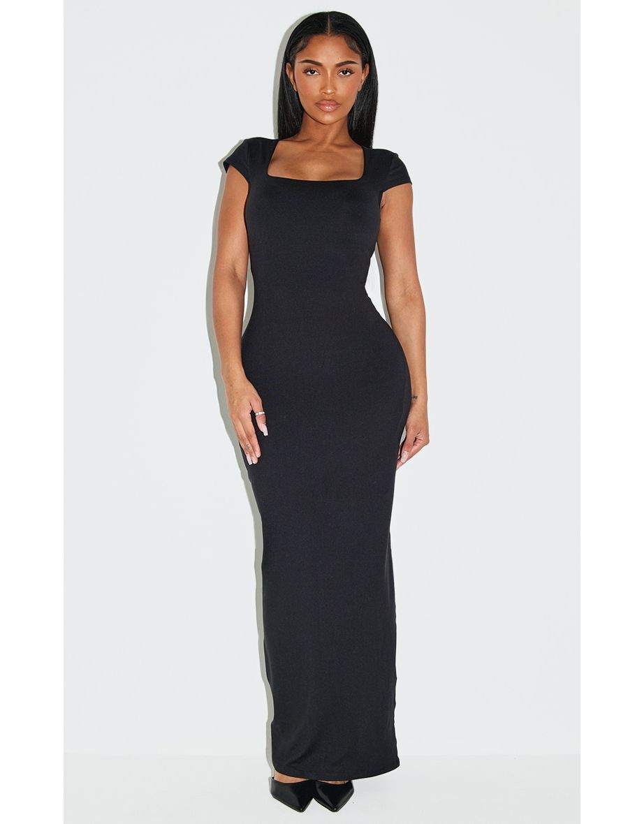 Shape Black Built In Shapewear Sculpt Square Neck Dress