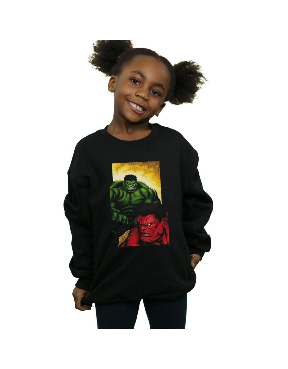 Marvel Girls Red Hulk Vs Green Hulk Sweatshirt - Black