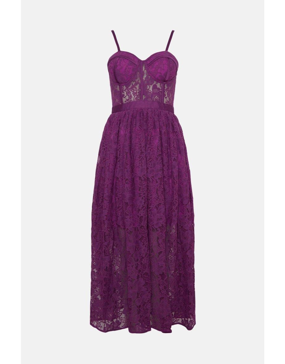 Lace Bustier Midi Dress - 3