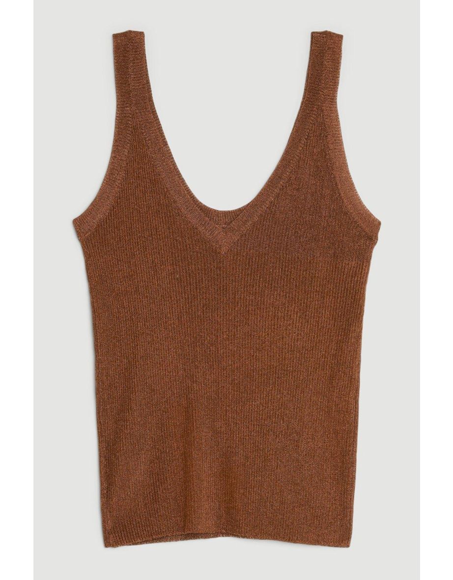 Viscose Blend Metallic Sparkle Knit Vest Top - 3