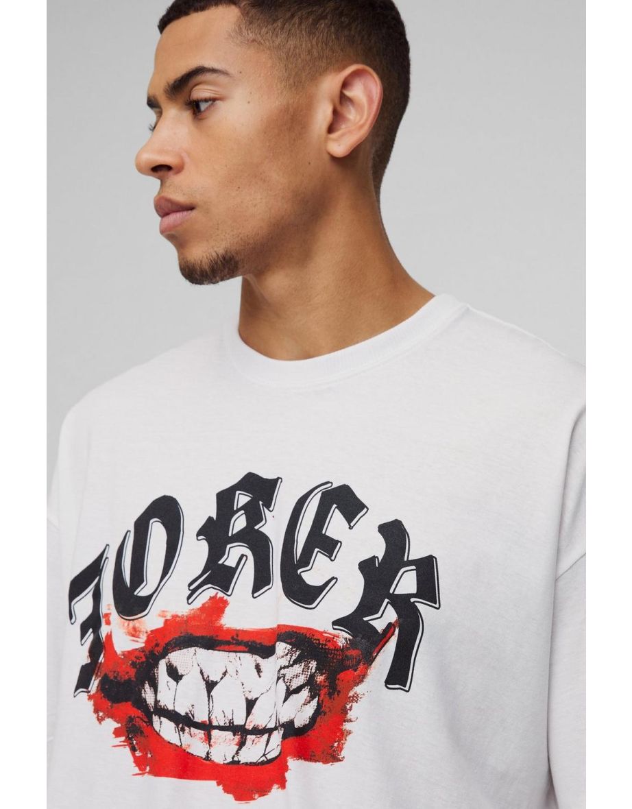 Oversized The Joker License Print T-Shirt - 2