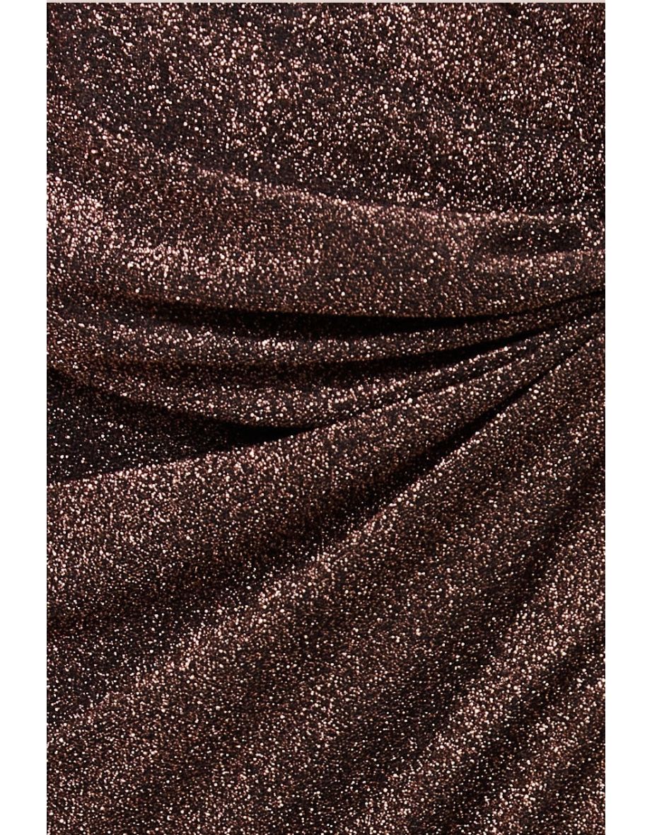 Goddiva Knot Front Thigh Split Midi Skirt - Bronze - 4