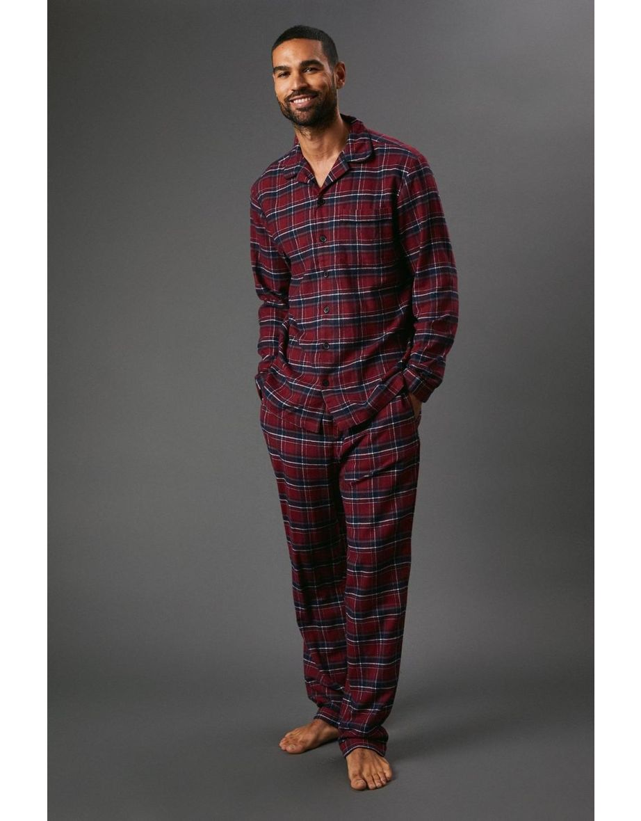 Red Brushed Check Pyjama Set