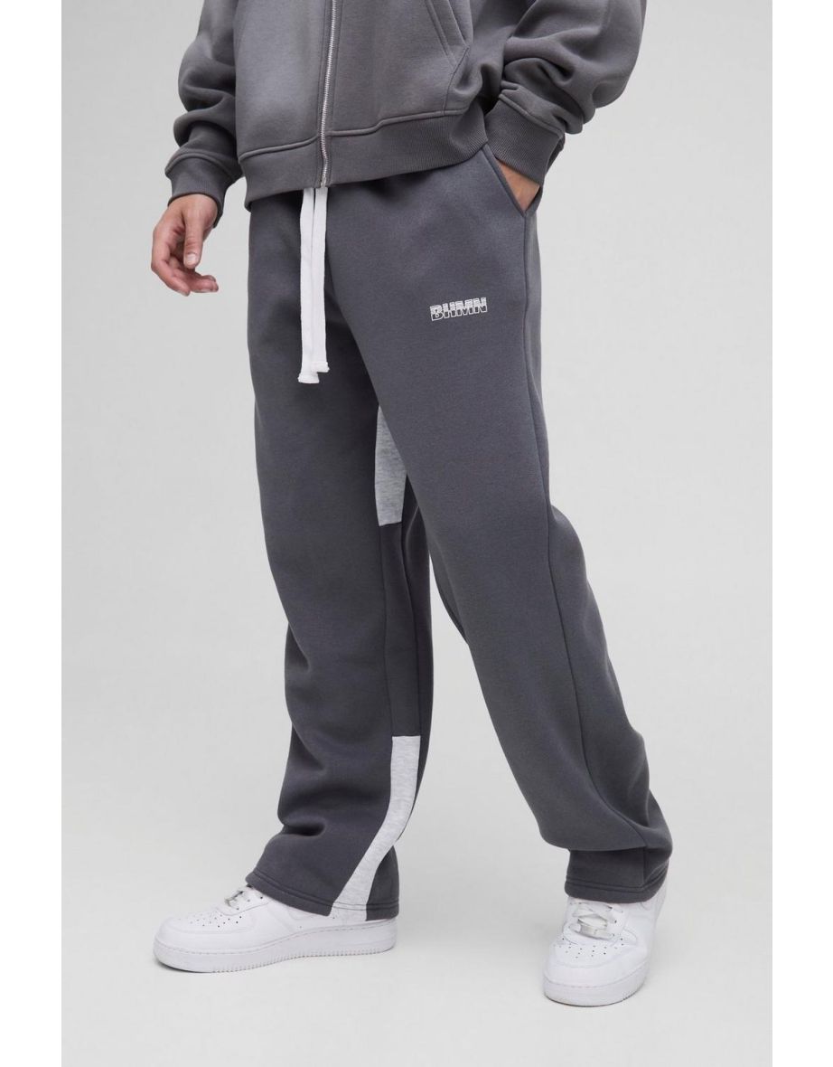 Relaxed Colour Block Gusset Joggers - charcoal
