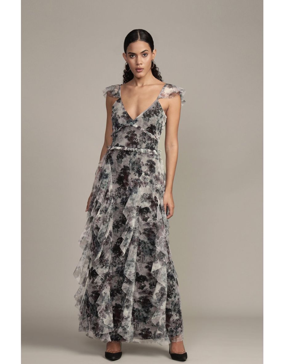 Malin Maxi Dress in Black Floral