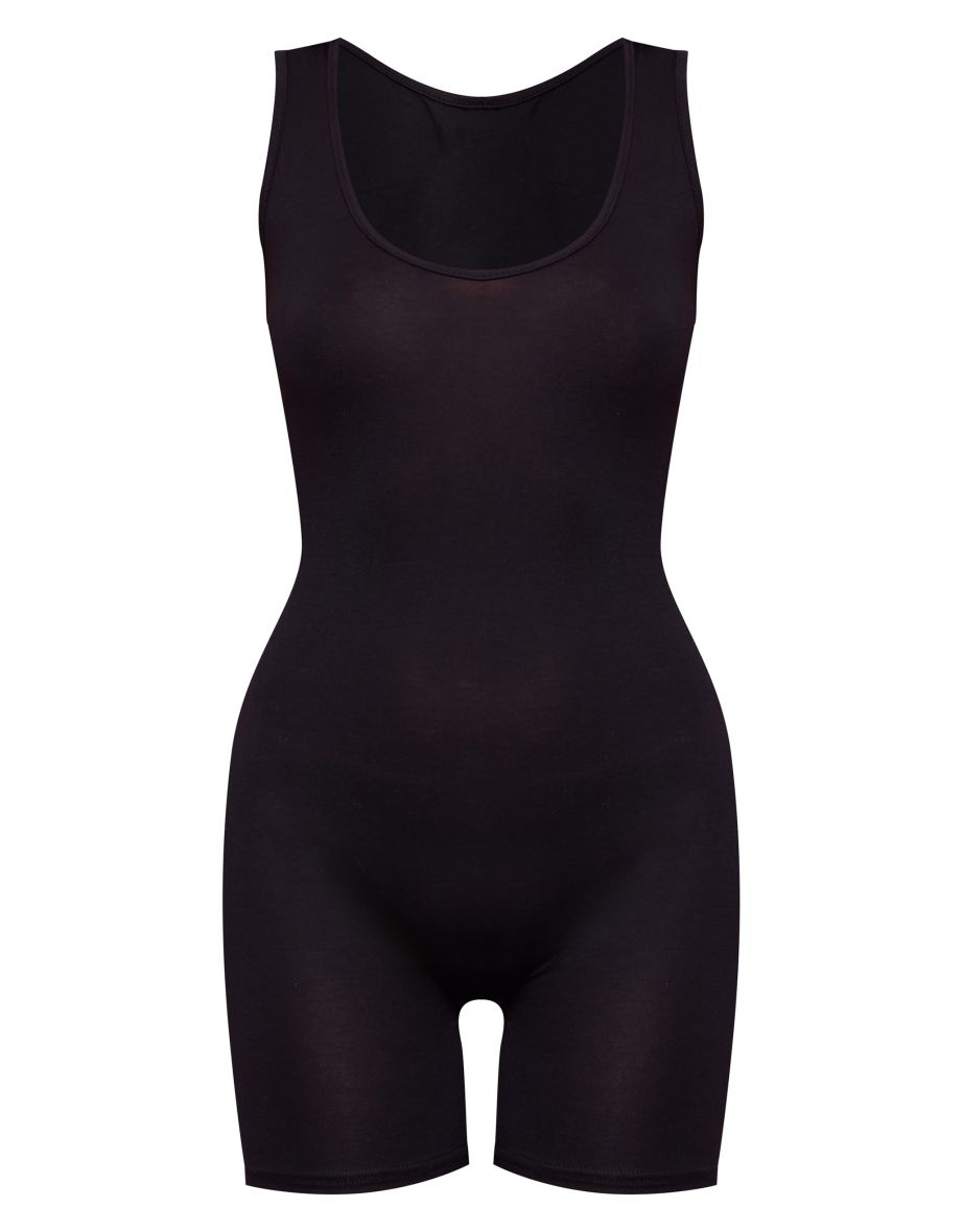Black Basic Jersey Unitard - 4