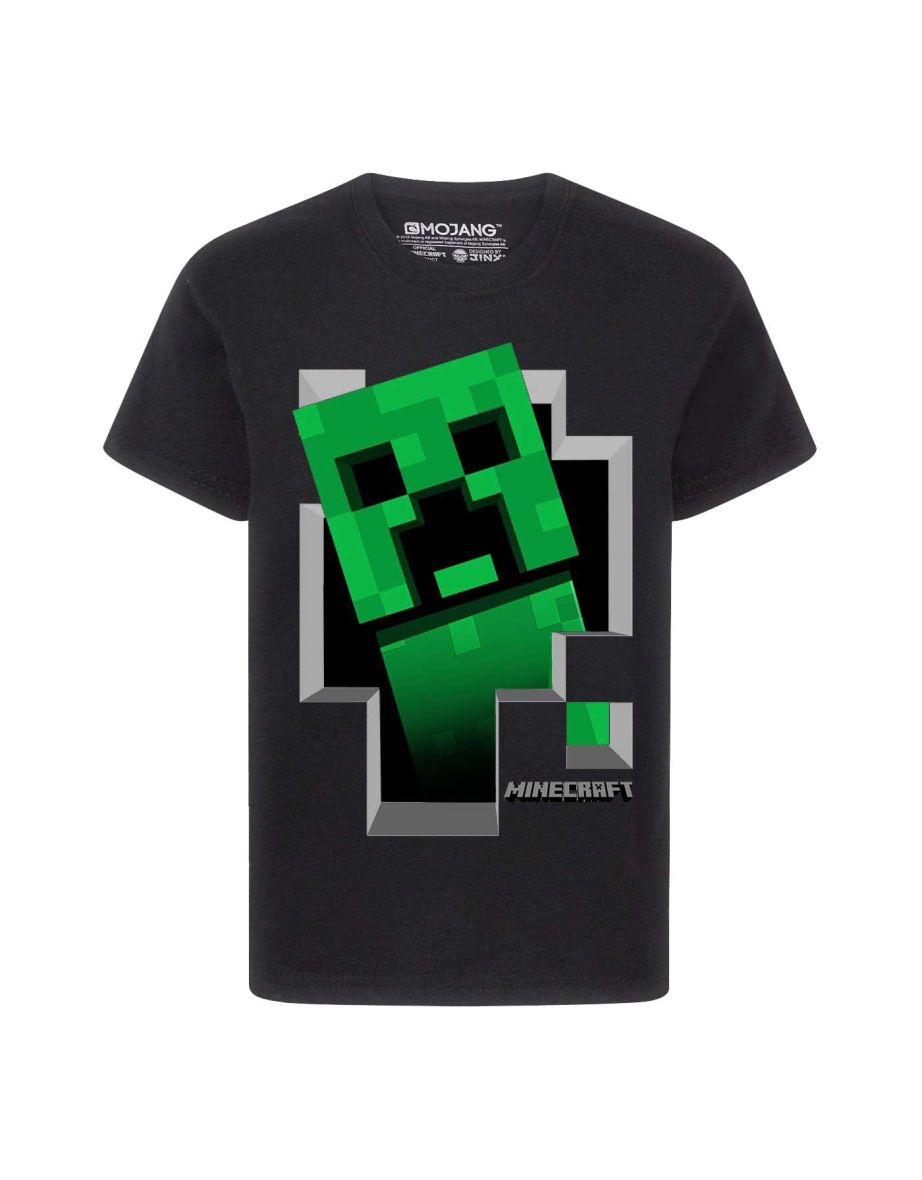 Minecraft Boys Creeper Inside T-Shirt - Black