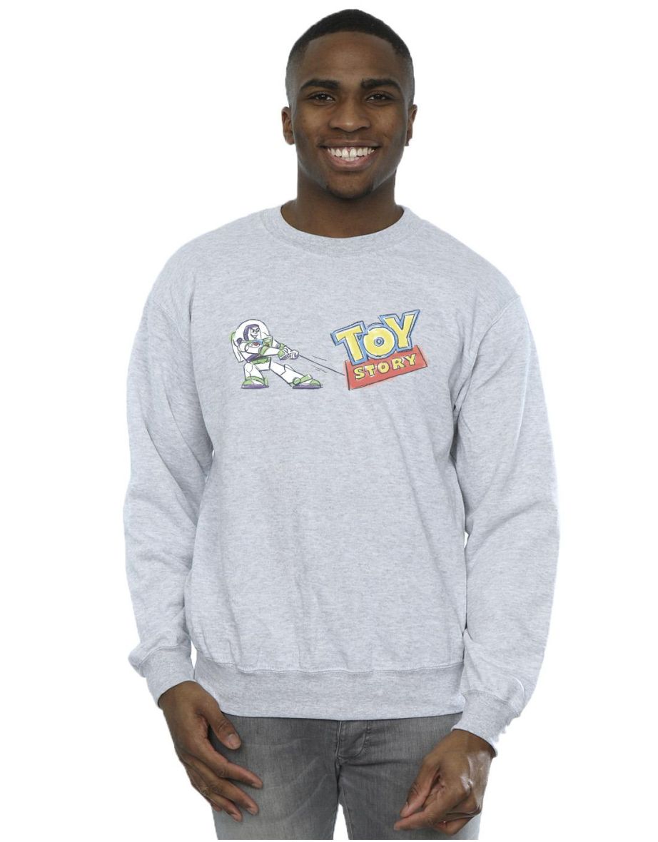 Disney Mens Toy Story Buzz Pulling Logo Cotton Sweatshirt
