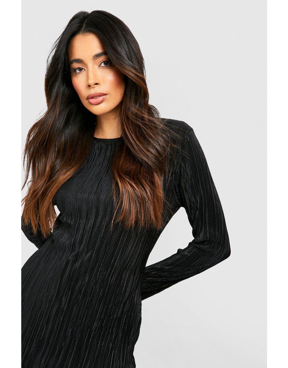 Plisse Midi Dress - black - 3
