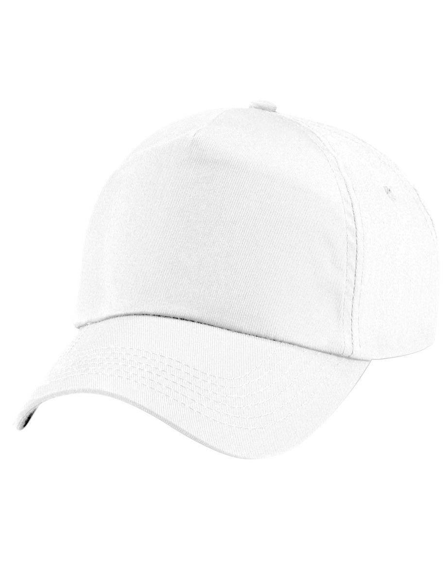 Beechfield Plain Unisex Junior Original 5 Panel Baseball Cap - White