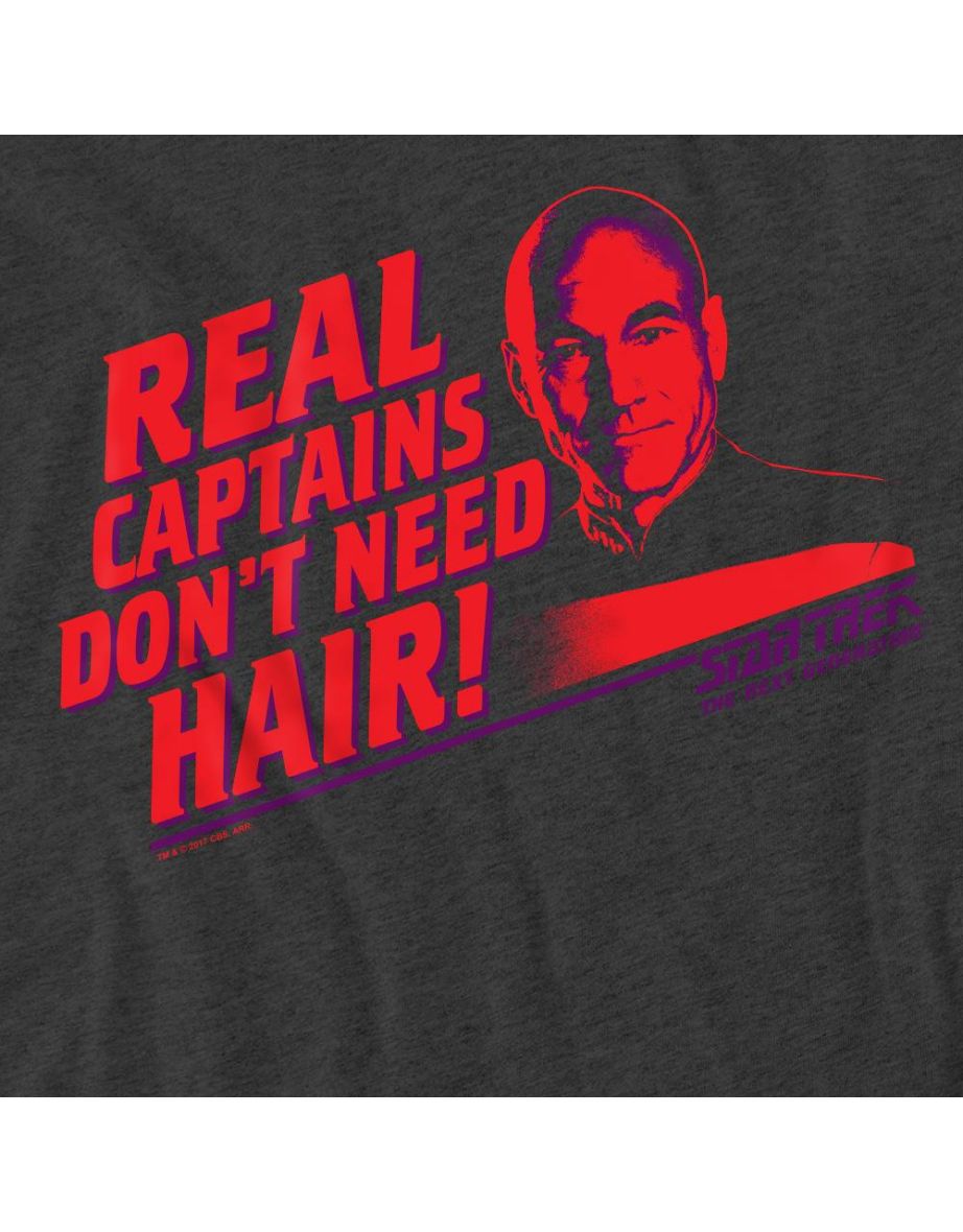Star Trek Unisex Adult Real Captain T-Shirt - Charcoal - 3