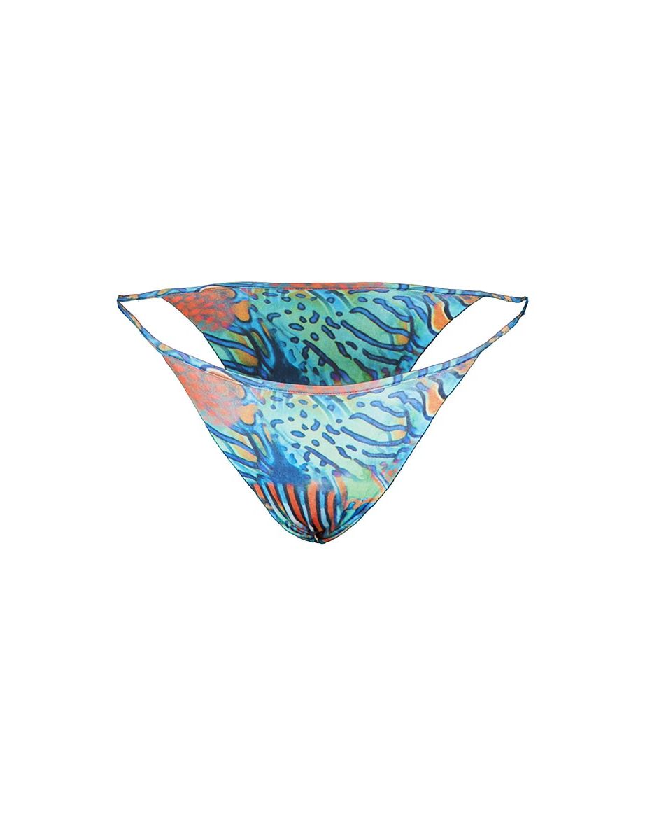 Blue Mixed Animal Print Bikini Bottoms - 2