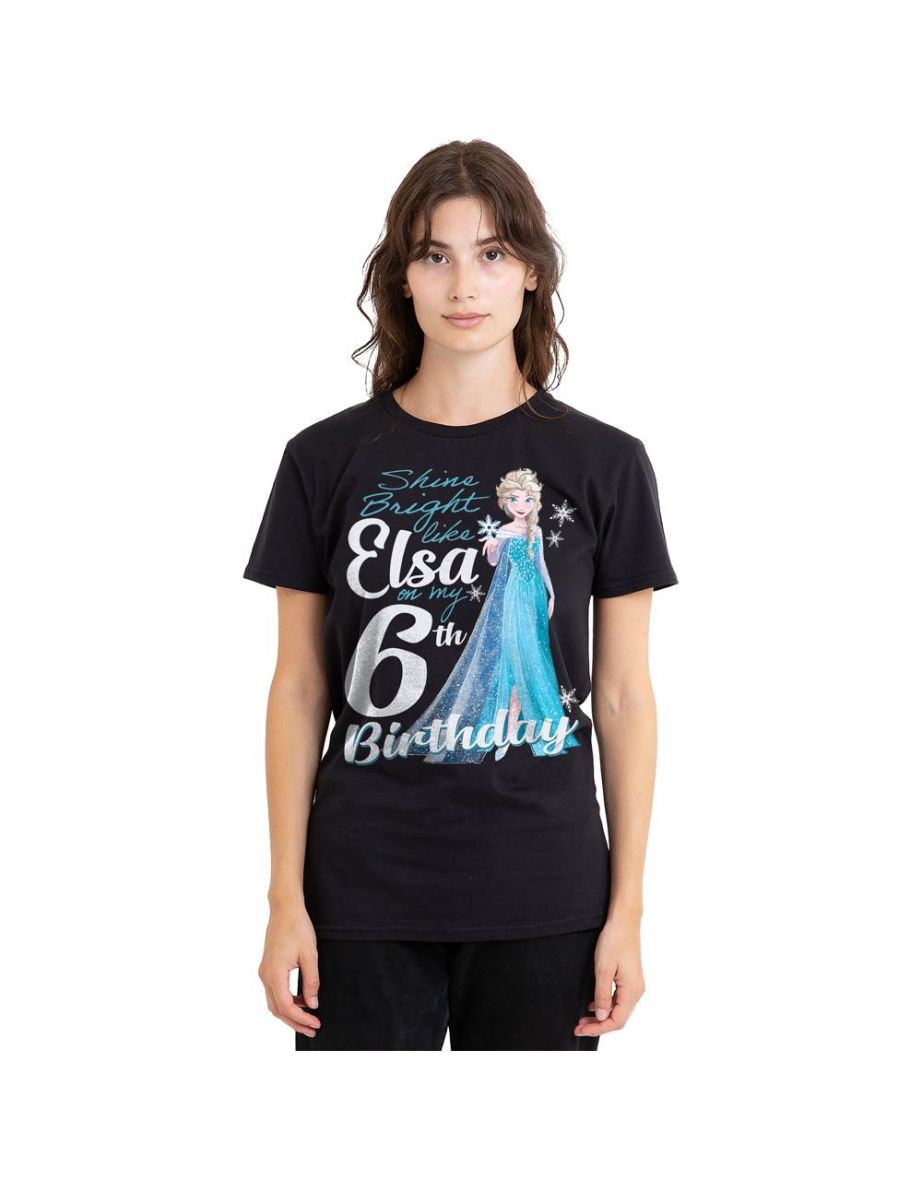Frozen Unisex Adult Bright Like Elsa 6th Birthday T-Shirt - Black
