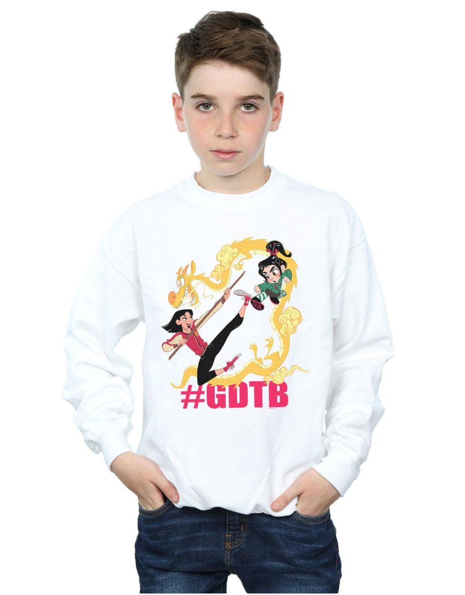 Disney Boys Wreck It Ralph Mulan And Vanellope Sweatshirt - White