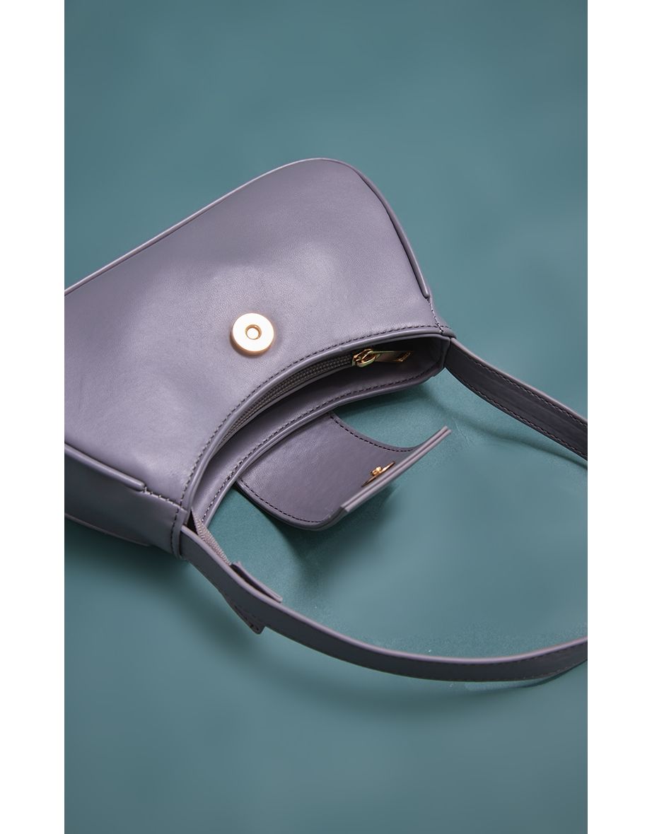 Grey Tab Detail Mini Shoulder Bag - 3