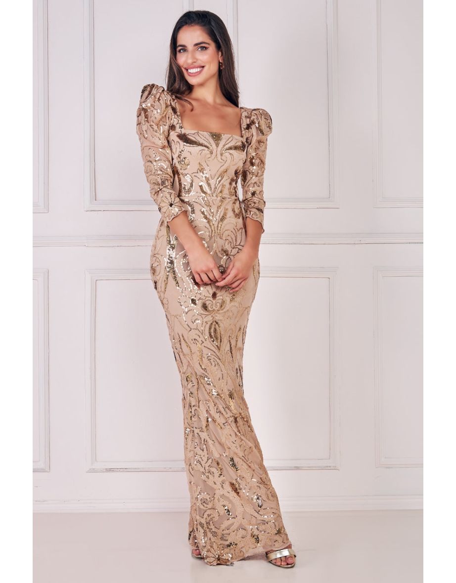 Goddiva best sale champagne dress