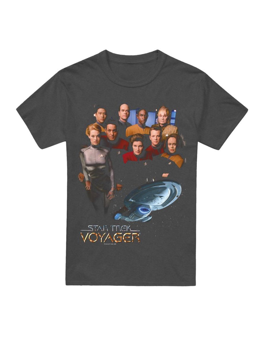 Star Trek Unisex Adult Voyager Crew T-Shirt - Charcoal