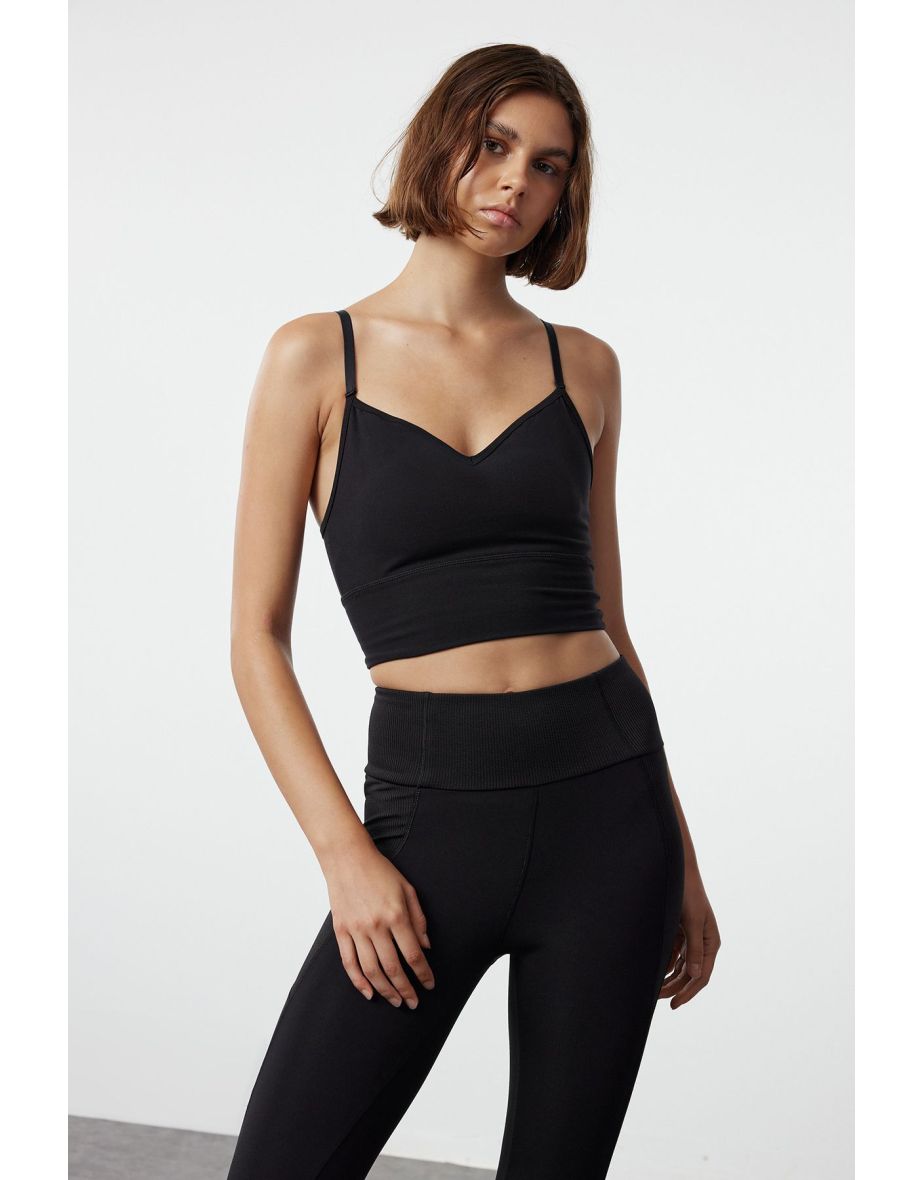 Black Brush Scuba Covered Sports Bra