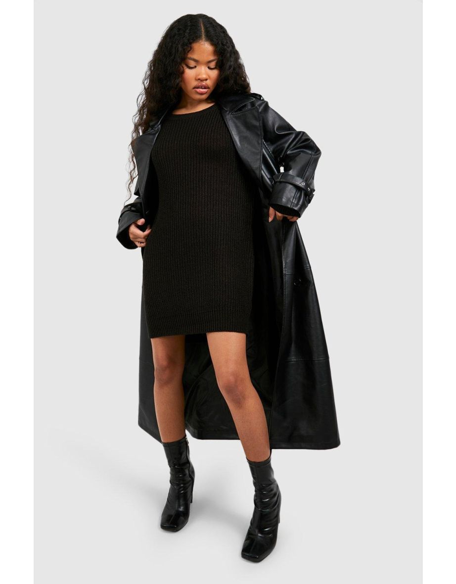 Petite Crew Neck Jumper Dress - black