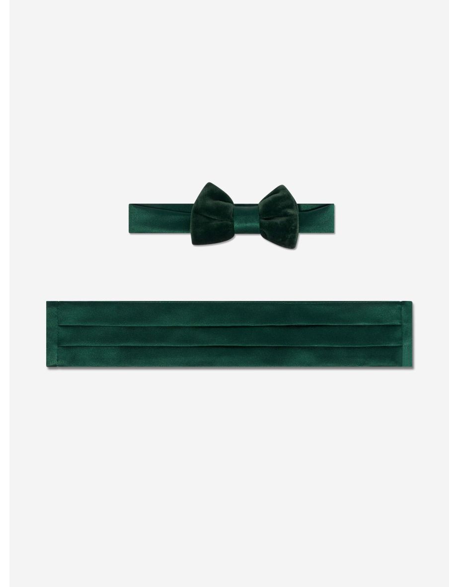 Boys Velvet Bow Tie in Green