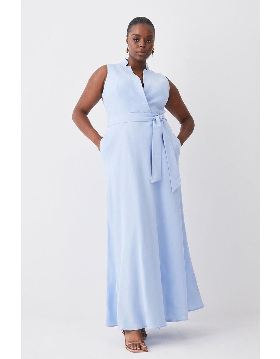 Linen wrap dress midi hotsell