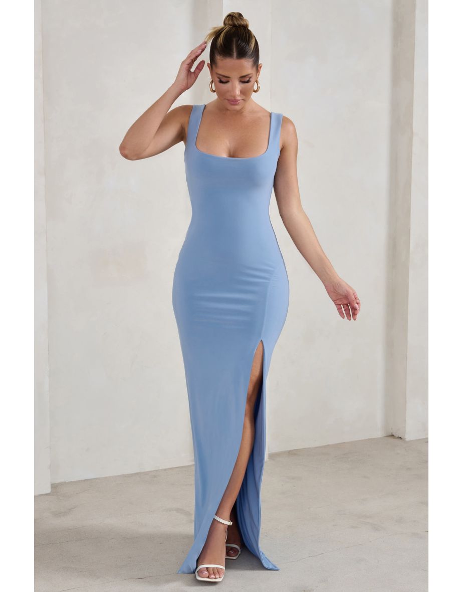 Madeline | Grey Sleeveless Thigh Split Maxi Dress