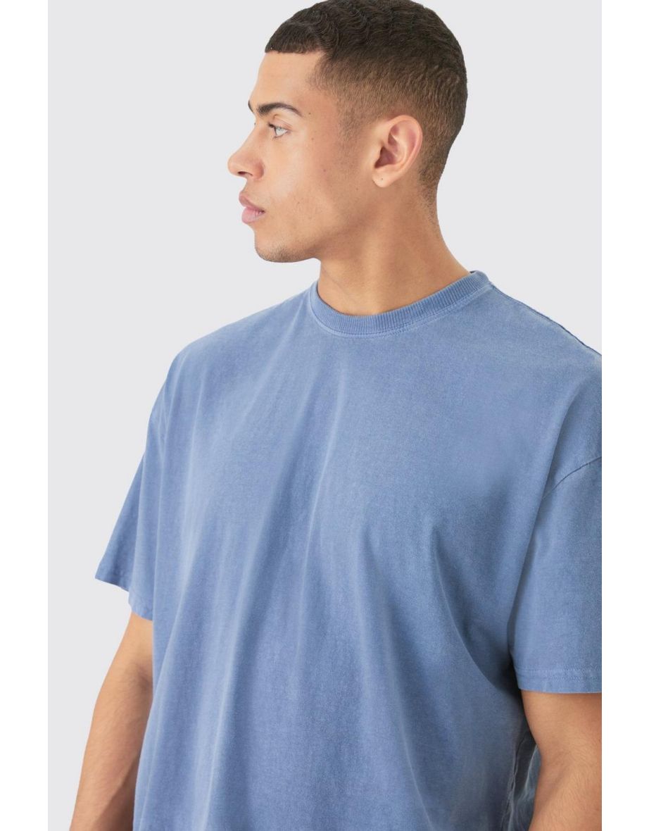 Loose Fit Moon Graphic Back Print T-shirt - blue