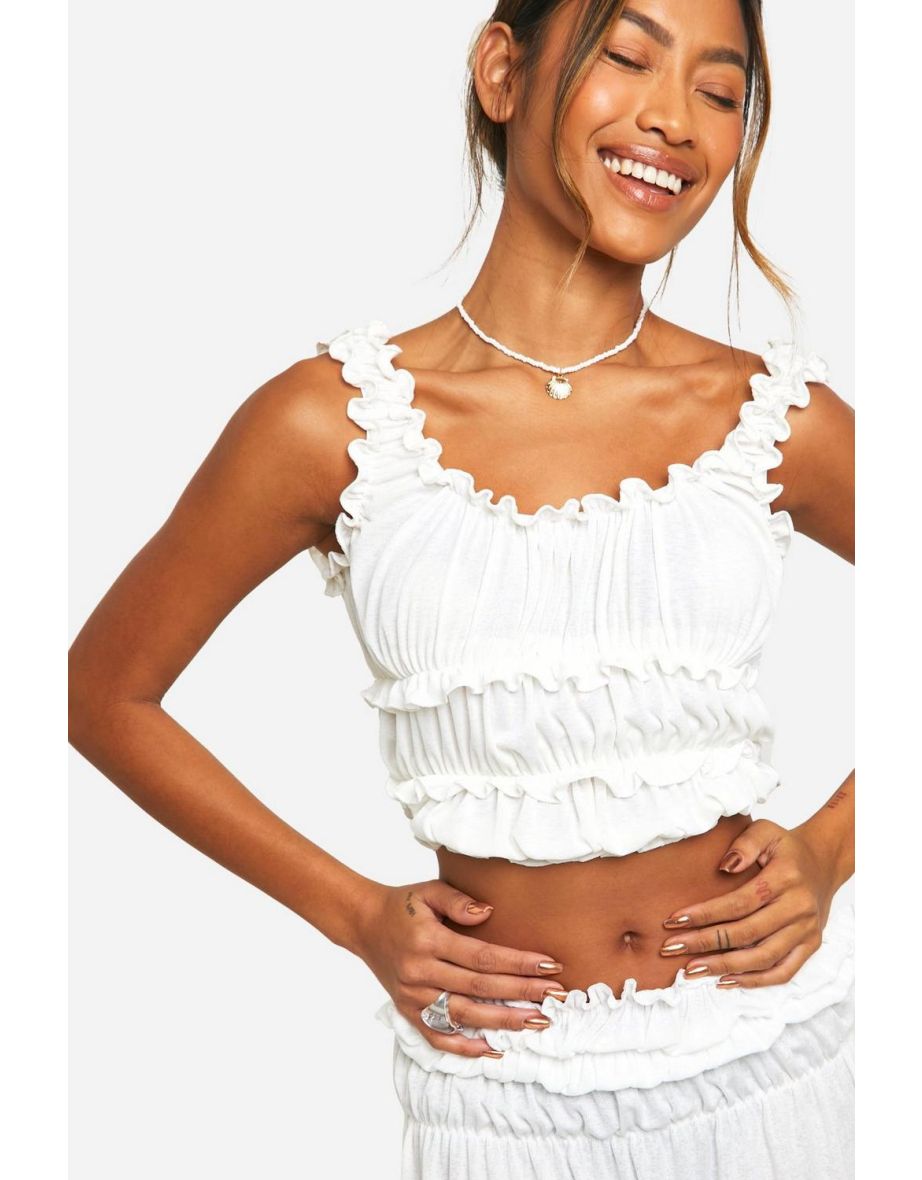 Onion Skin Ruched  Top - white - 3