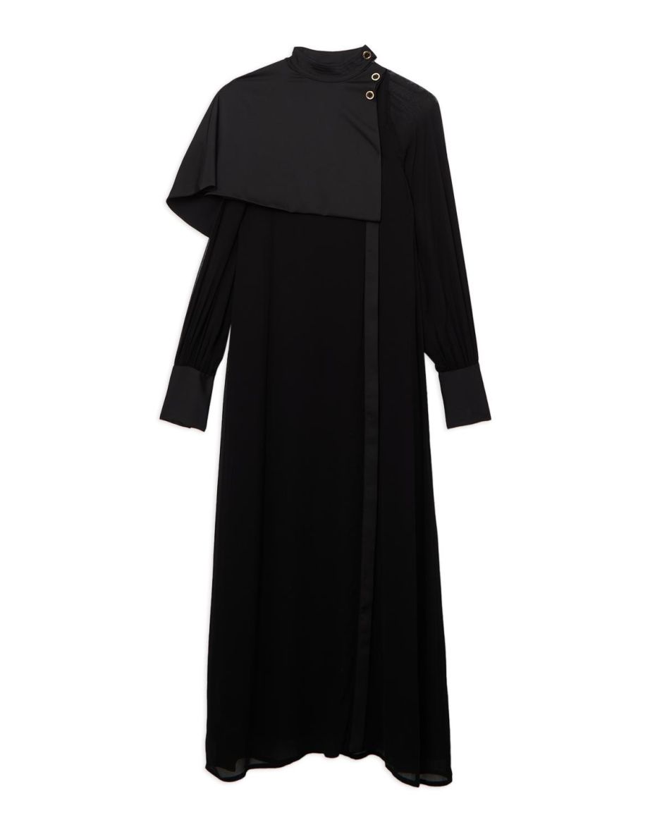 Tall Military Sheer  Cape Detail Woven Midaxi Dress - 3