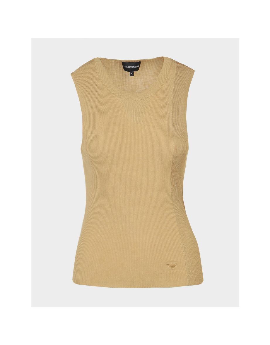 Women's Armani Knitted Tank Top in Cream - 5