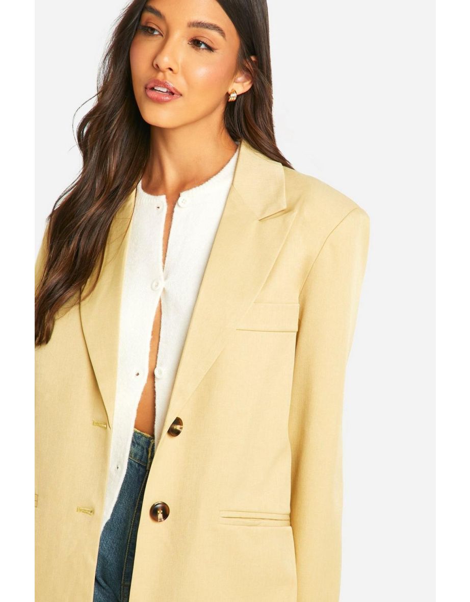 Single Breasted Relaxed Fit Tailored Blazer - butter - 3