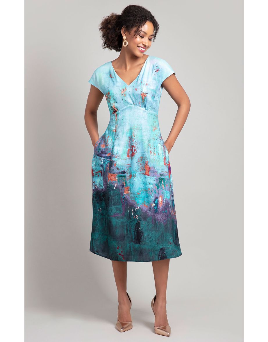 Alie Street Blue A-Line Midi Dress