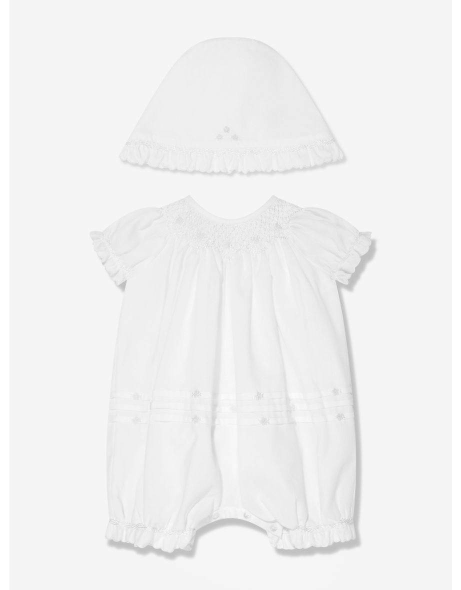 Baby Bubble Romper And Bonnet in Ivory