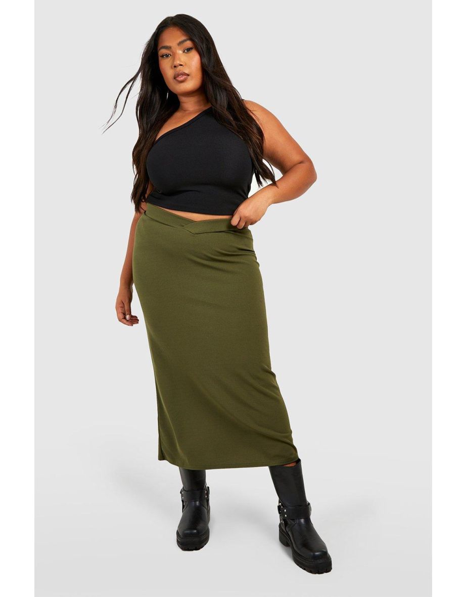 Plus size 2024 khaki maxi skirt