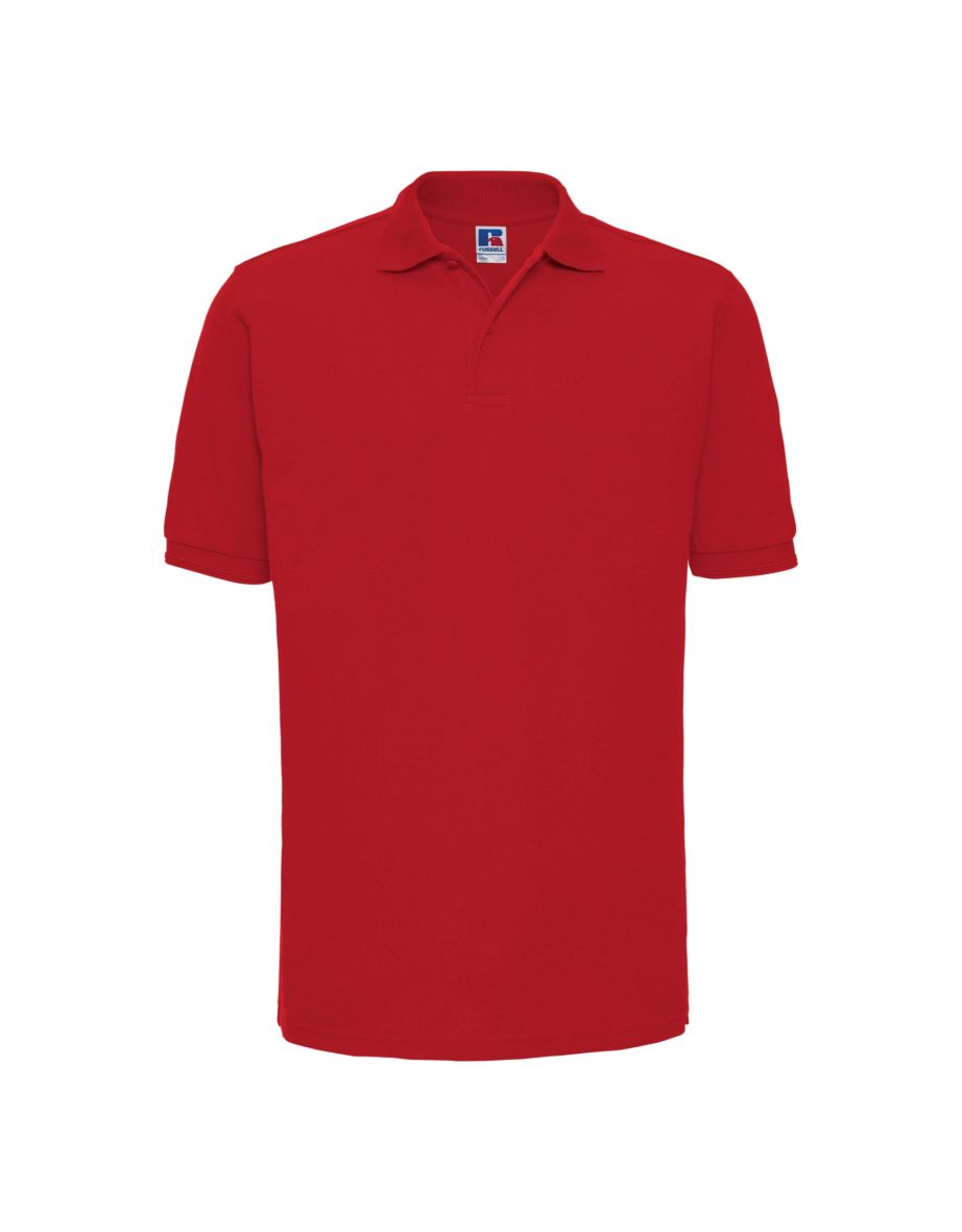 Russell Mens Ripple Collar & Cuff Short Sleeve Polo Shirt - Classic Red