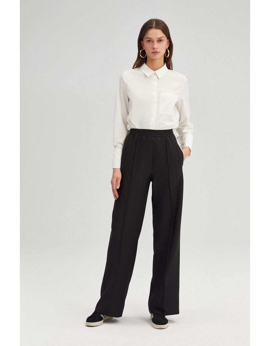 RIBBED CREPE TROUSERS