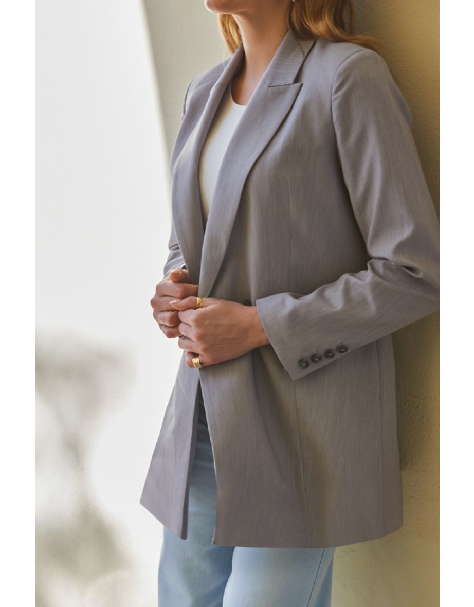 Grey Double Breasted Blazer - 4