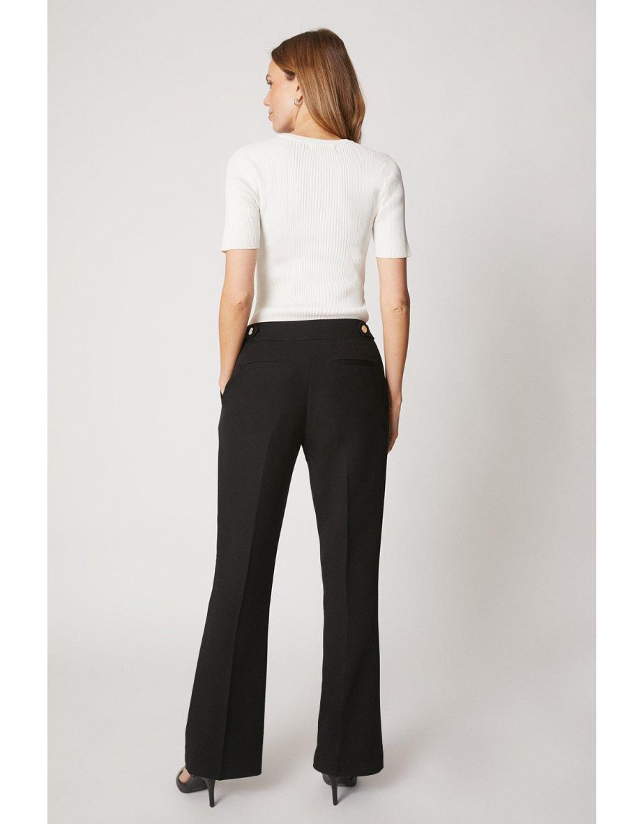 Black Smart Bootcut Leg Trousers - 2
