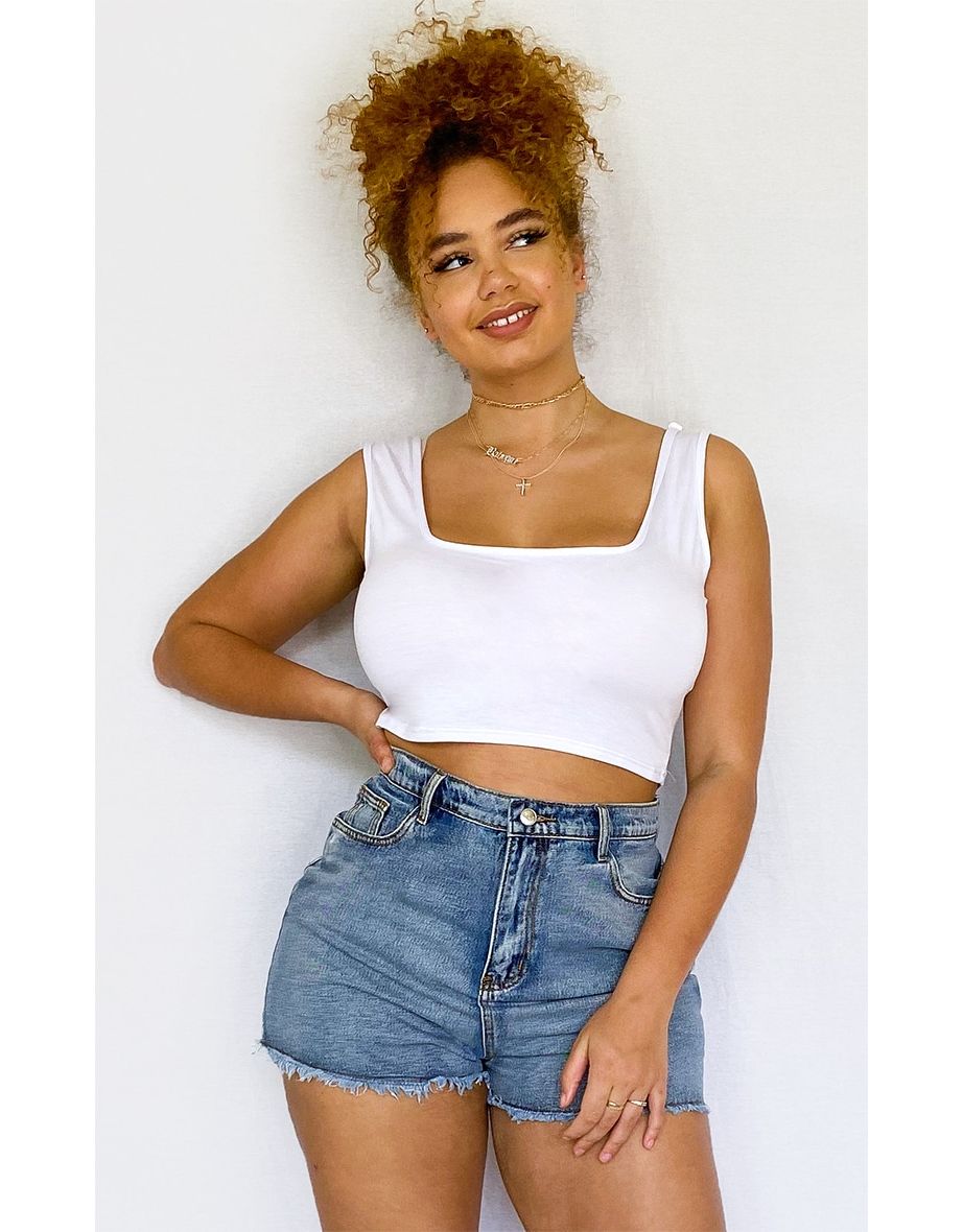 Plus Vintage High Waisted Denim Shorts - 3