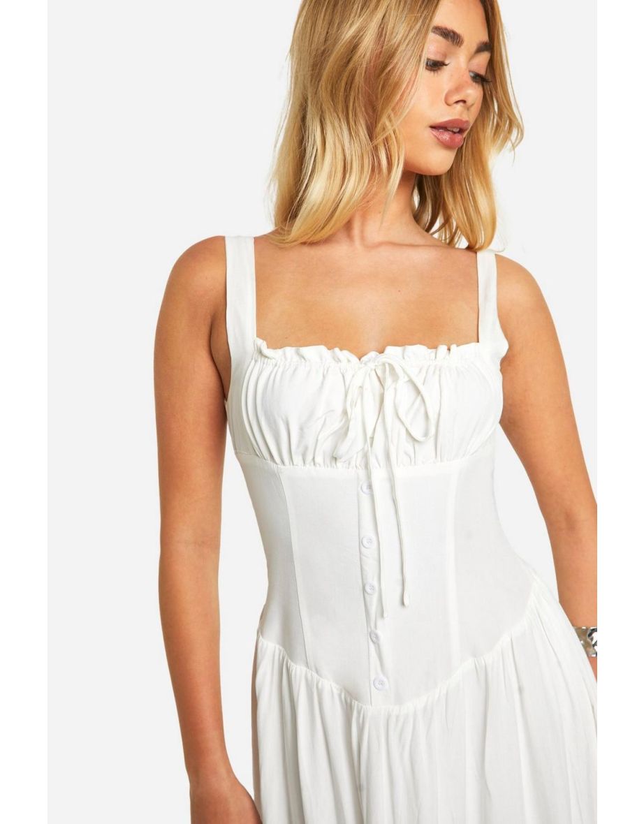 Milkmaid Tiered Maxi Dress - white - 3