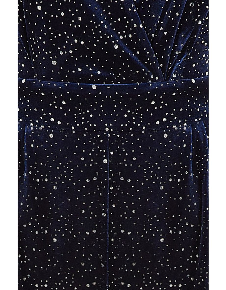 Yumi Navy Sparkle Velvet Jumpsuit - 5