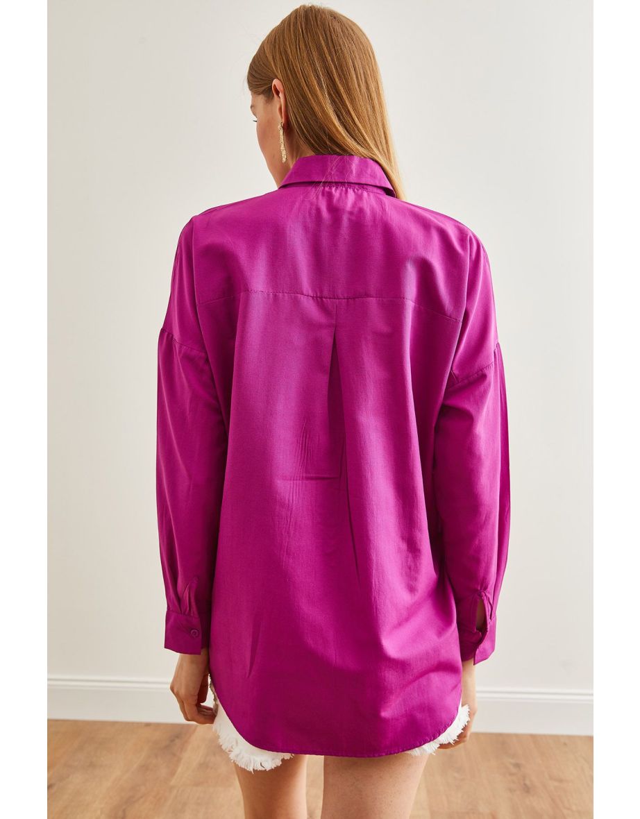 Women's Eye Violet Sequin Detailed Woven Boyfriend Shirt - 4