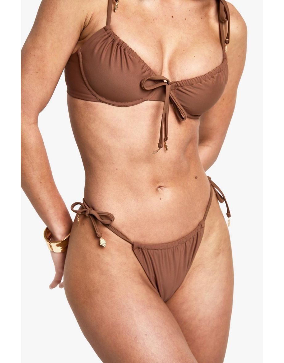 Hamsa Hand Tie Shoulder Underwired Bikini Top - 2