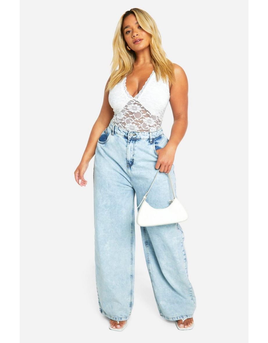 Plus Lace Plunge Bodysuit