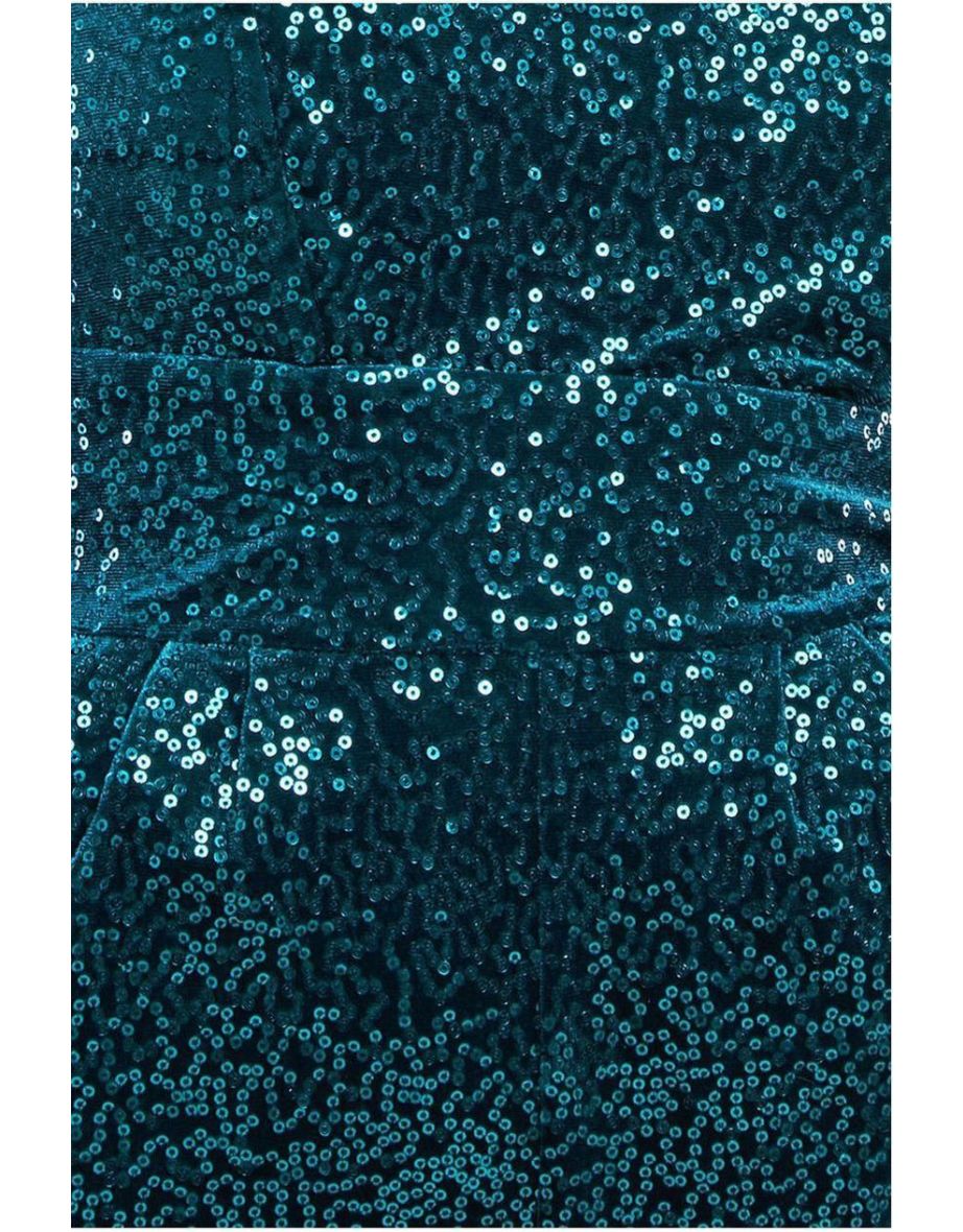 Goddiva Sequin & Velvet Corset Jumpsuit - Emerald Green - 3